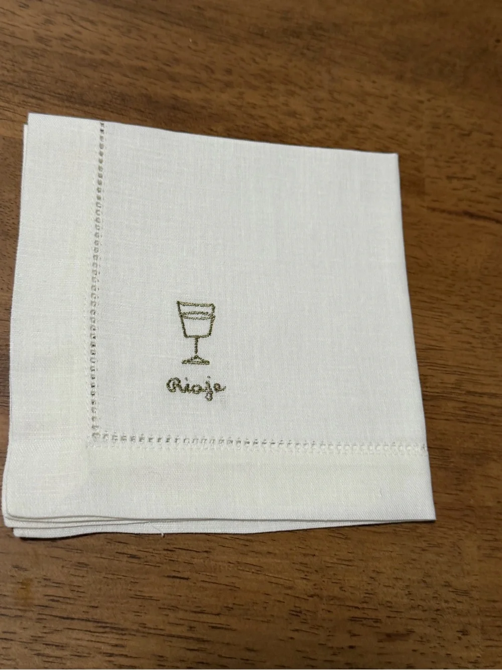Williams-Sonoma Cheese Cocktail Napkins Linen Cotton Green Embroidered